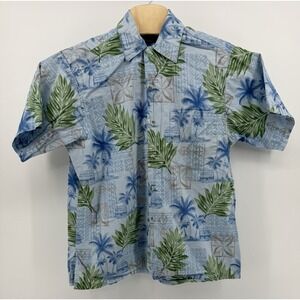 Vintage Go Barefoot Hawaiian Shirt Men's Size L Cotton Floral Aloha Made in USA